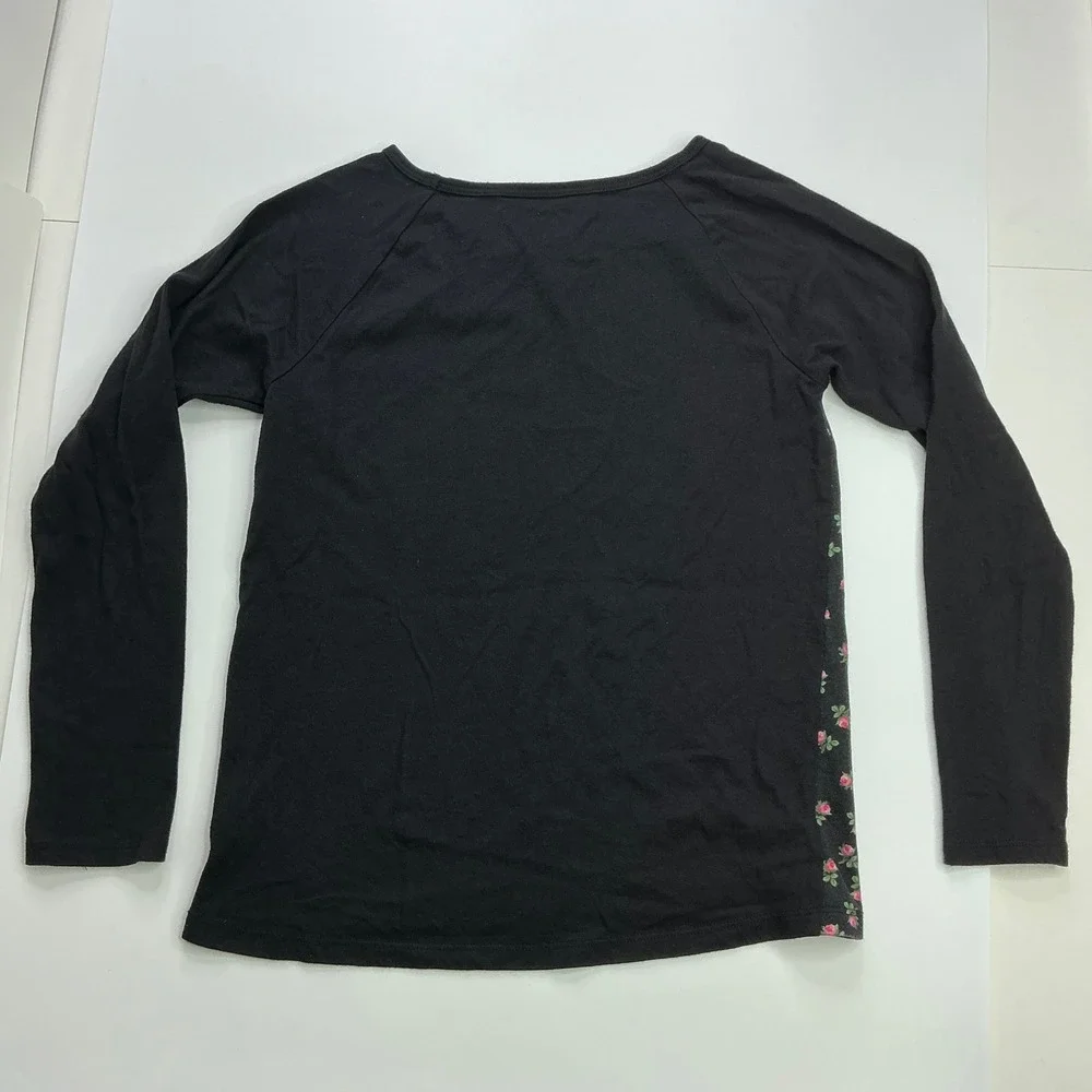 The Children's Place Black Floral Love Sequin Raglan Top Kids Size L 10/12